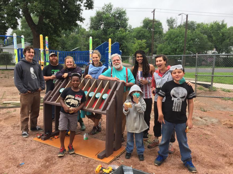 Concrete Couch working on the the playground project at the Helen Hunt Center